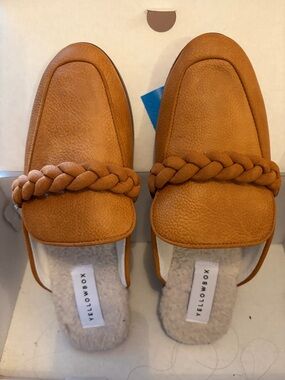 Bliss Braided Slip-On Mules in Cognac Brown